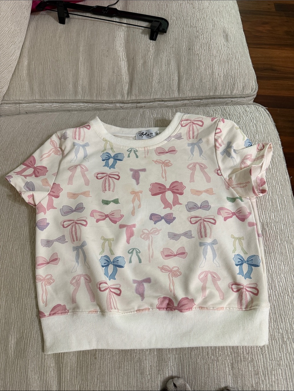 Lola and the Boys White Bow Print Pajama Set - Pink & Pastel Bows size 14 - Picture 4 of 17